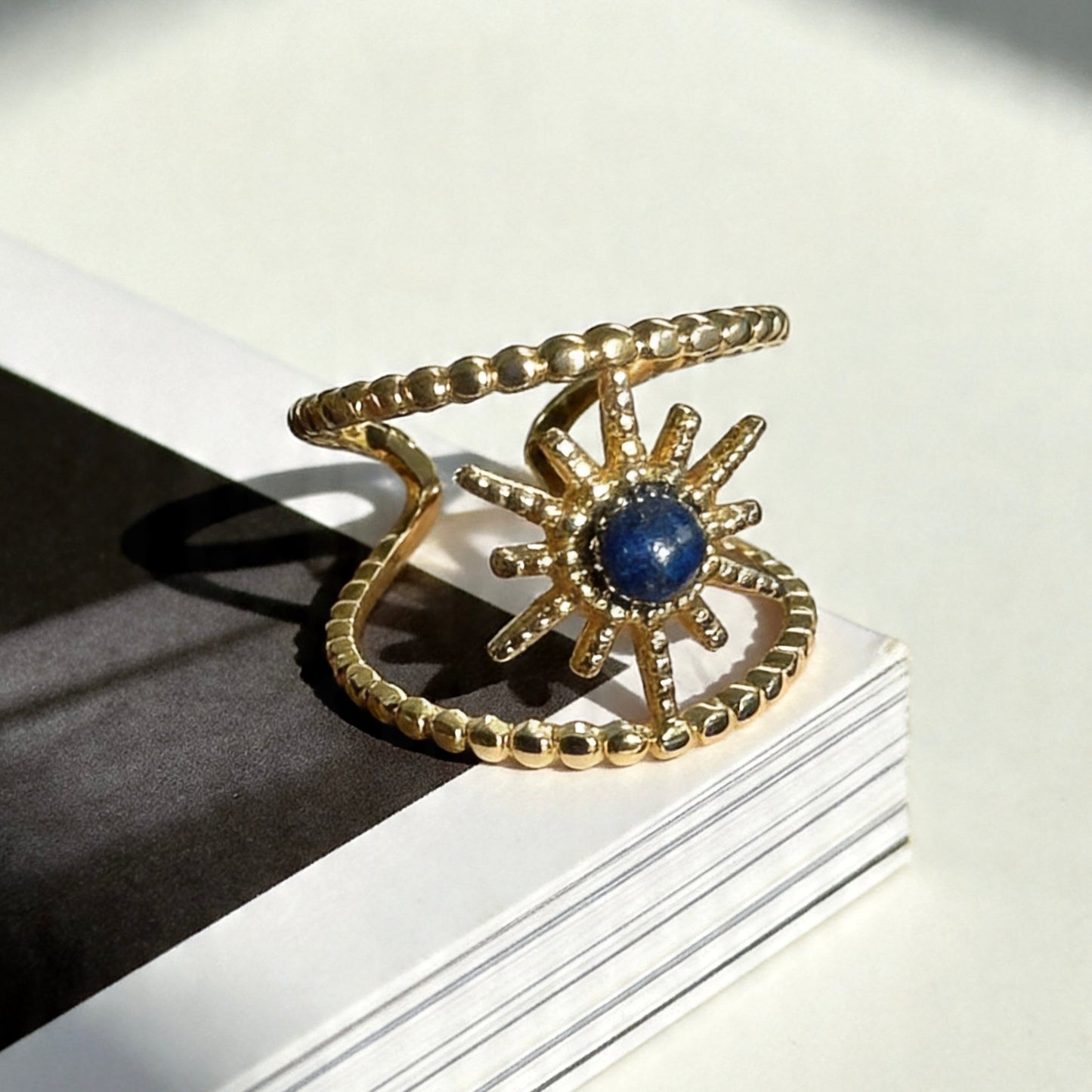 Vintage Celestial Lapis Open Ring