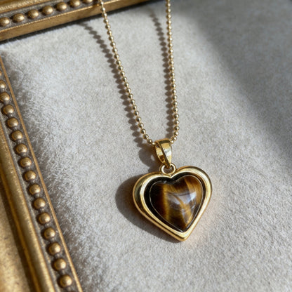 Tiger Eye Heart Pendant Necklace