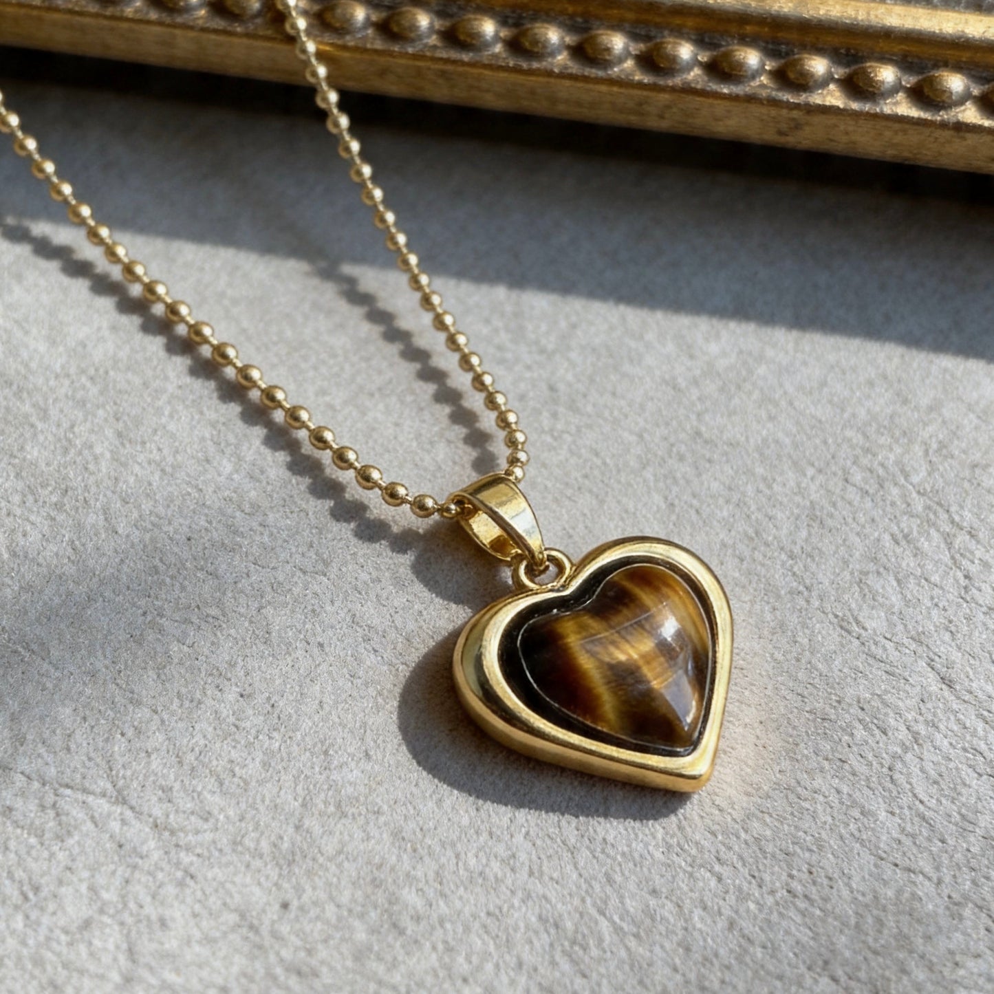Tiger Eye Heart Pendant Necklace