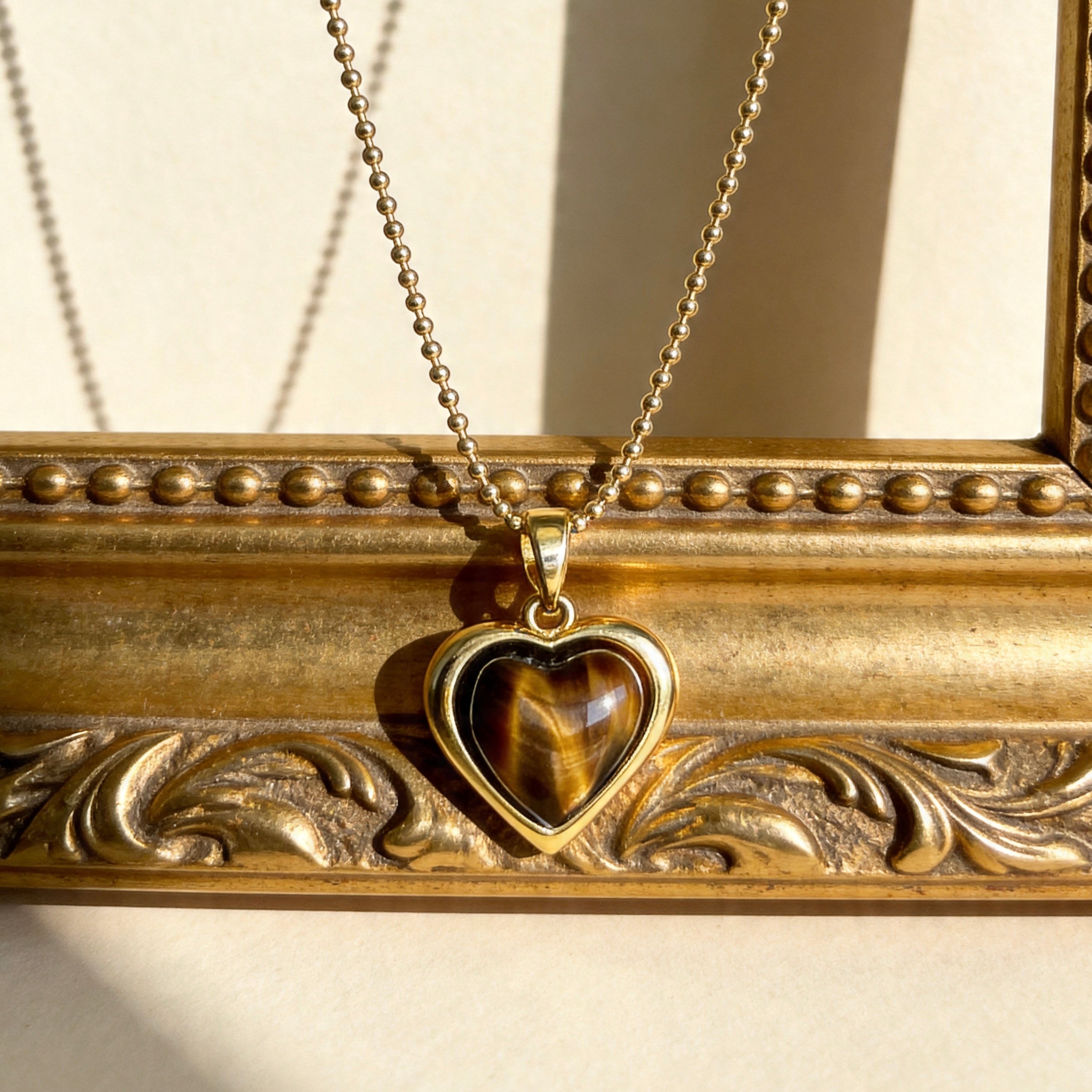 Tiger Eye Heart Pendant Necklace