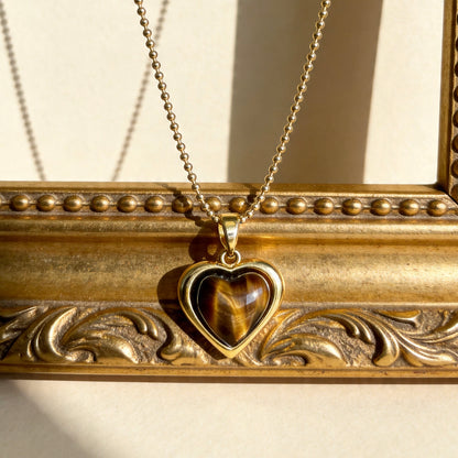 Tiger Eye Heart Pendant Necklace