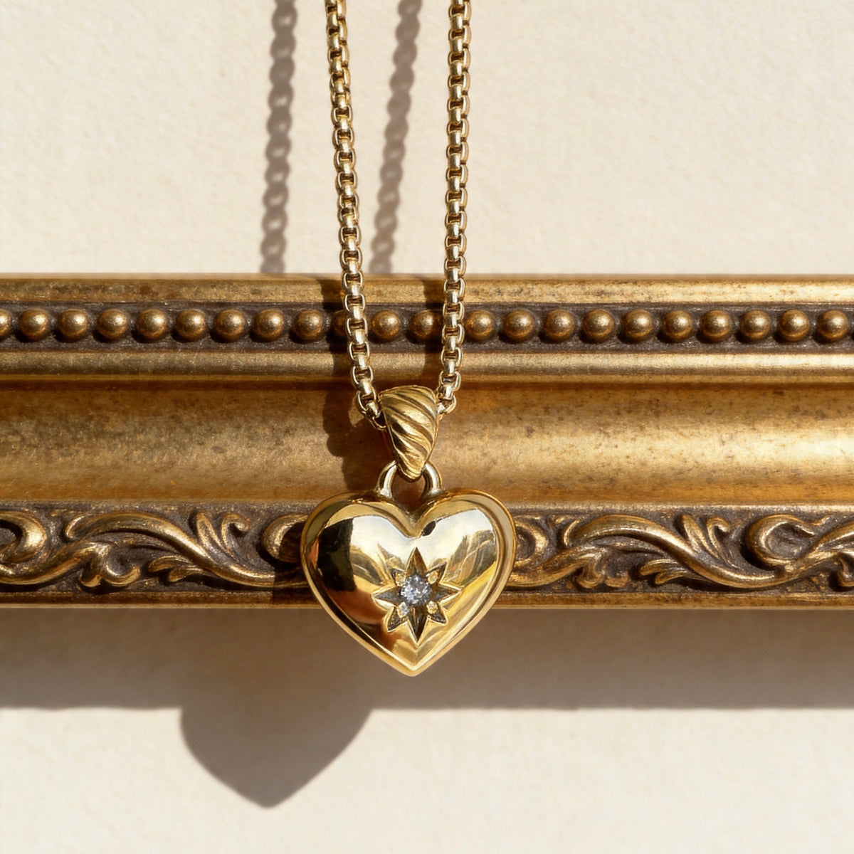 Crystal Heart Gold Pendant Necklace