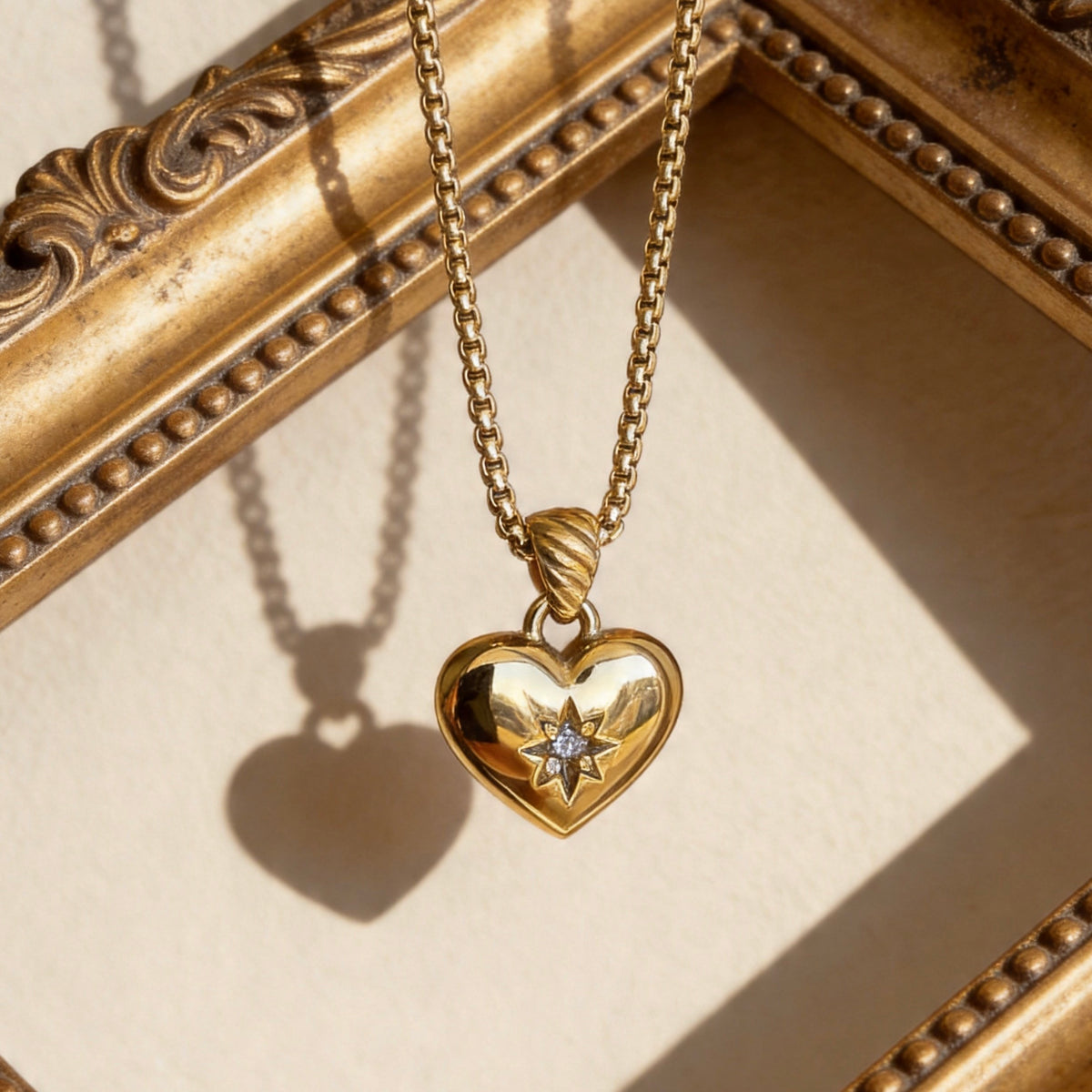 Crystal Heart Gold Pendant Necklace