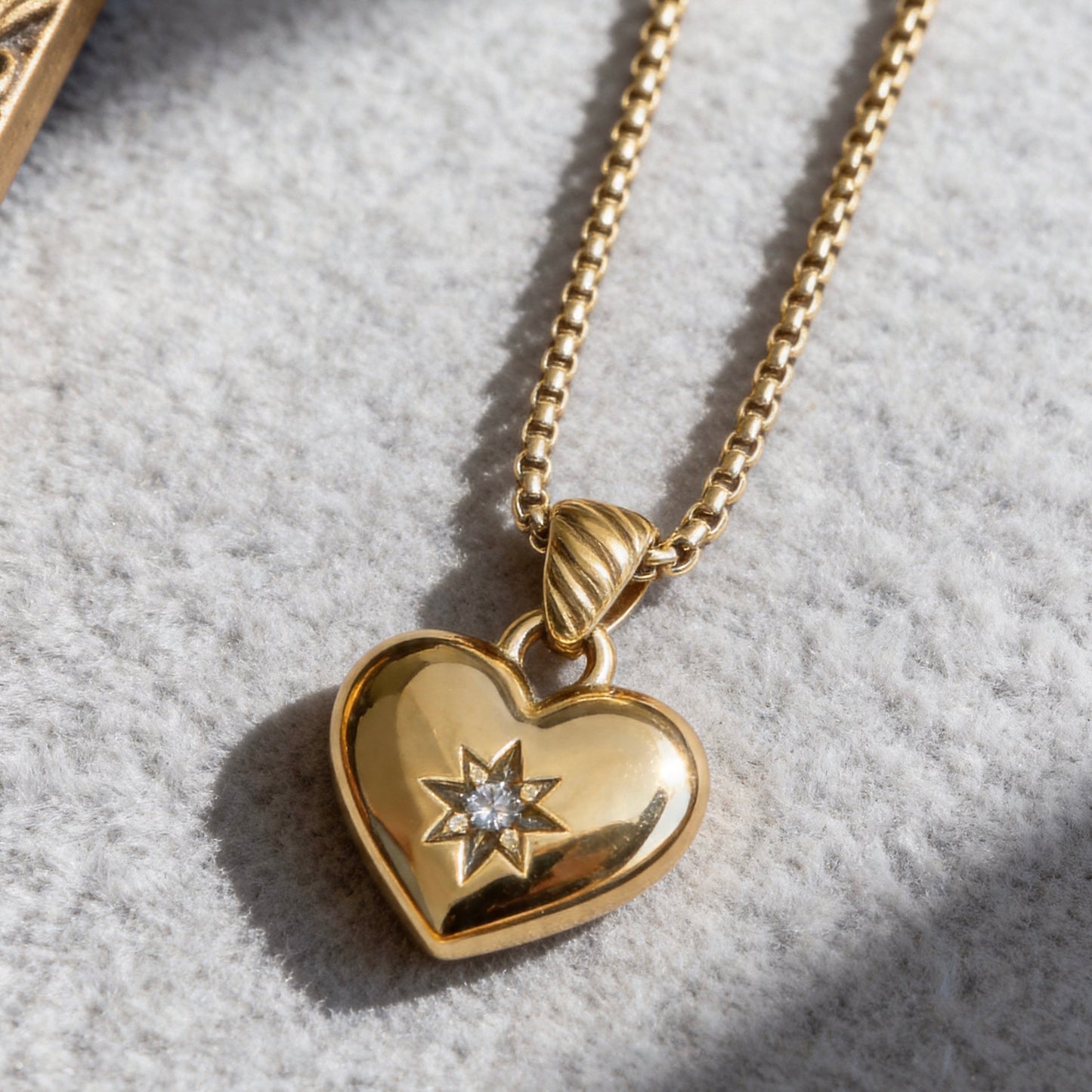 Crystal Heart Gold Pendant Necklace