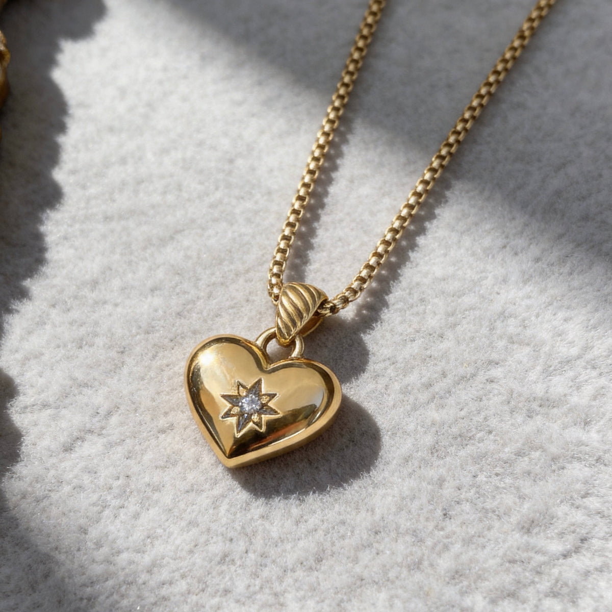 Crystal Heart Gold Pendant Necklace