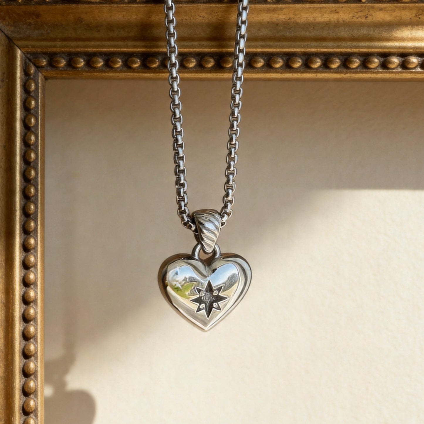 Silver Crystal Heart Pendant Necklace