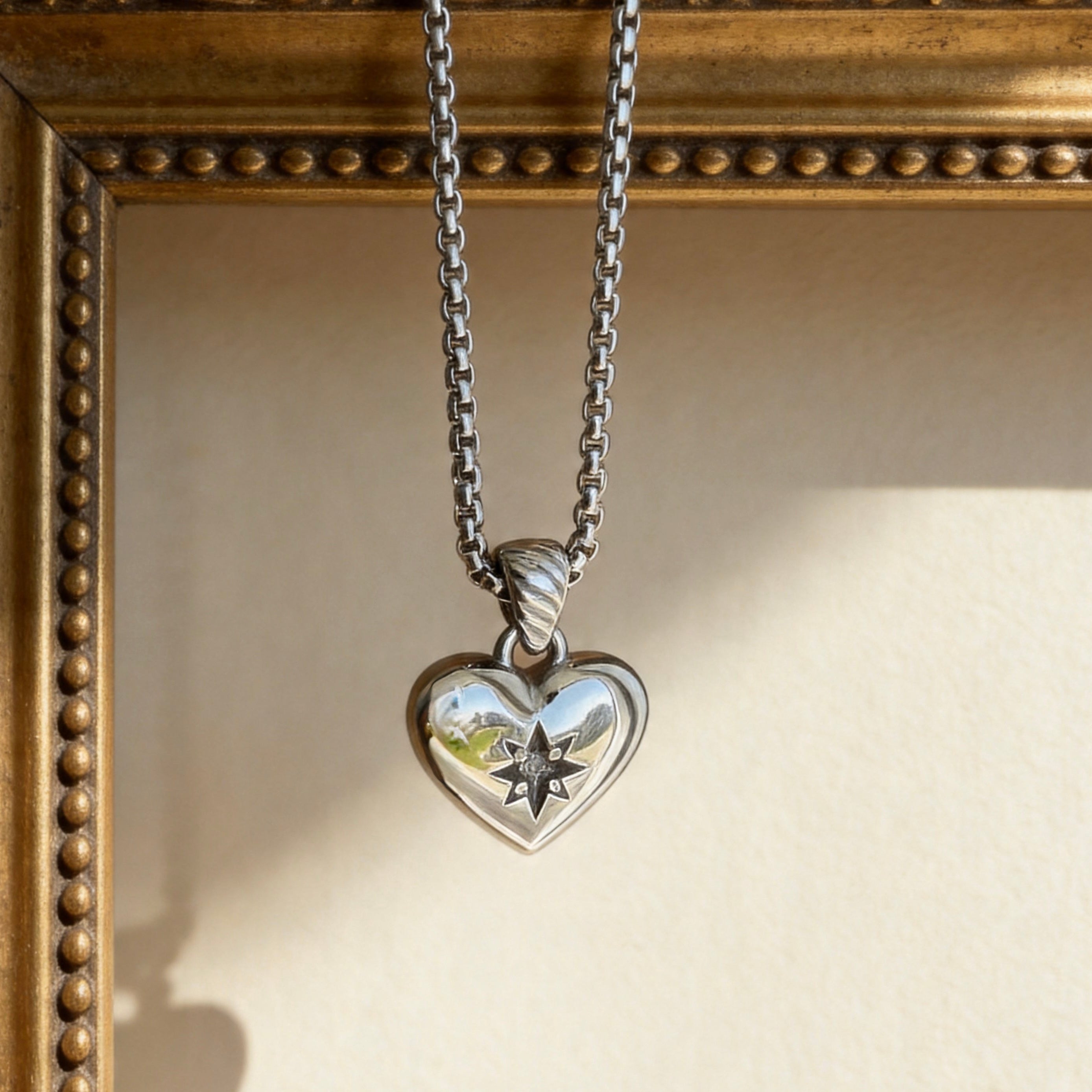 Silver Crystal Heart Pendant Necklace