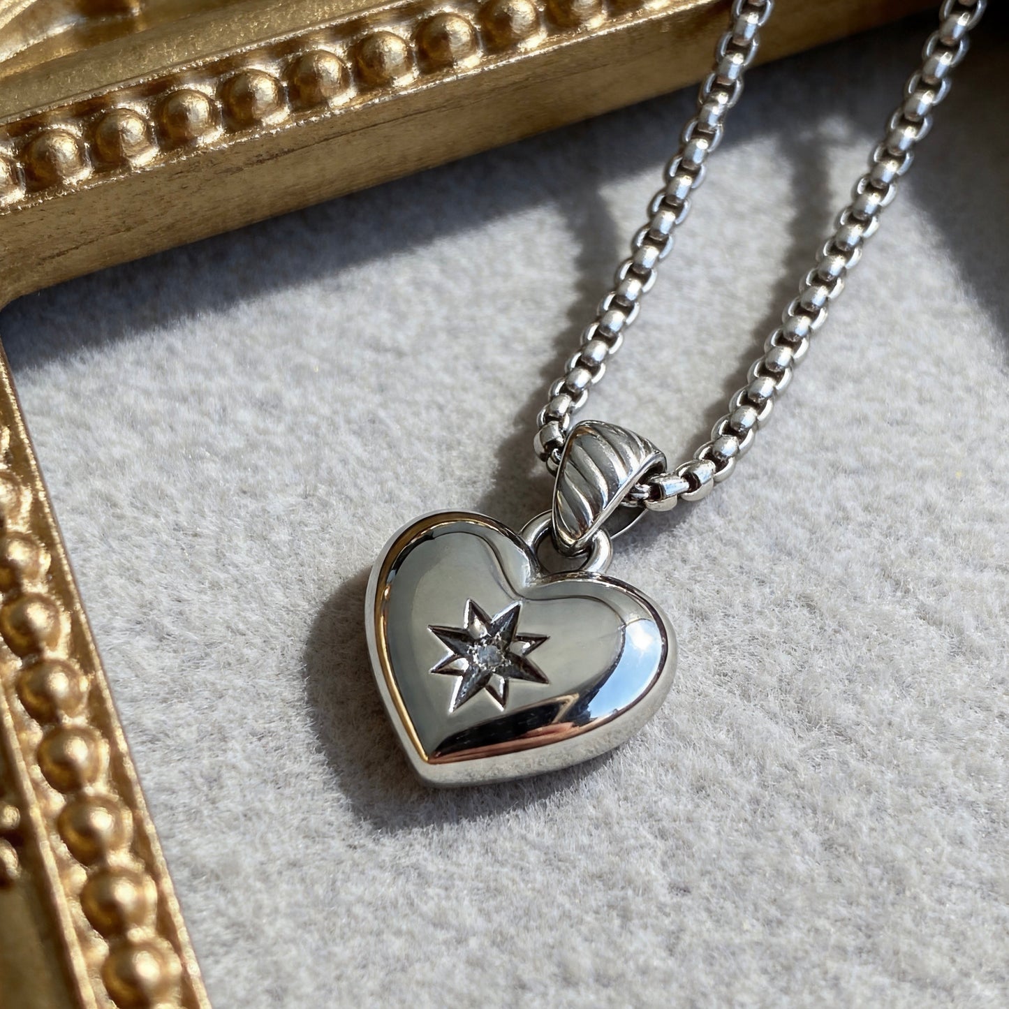 Silver Crystal Heart Pendant Necklace
