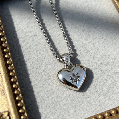 Silver Crystal Heart Pendant Necklace