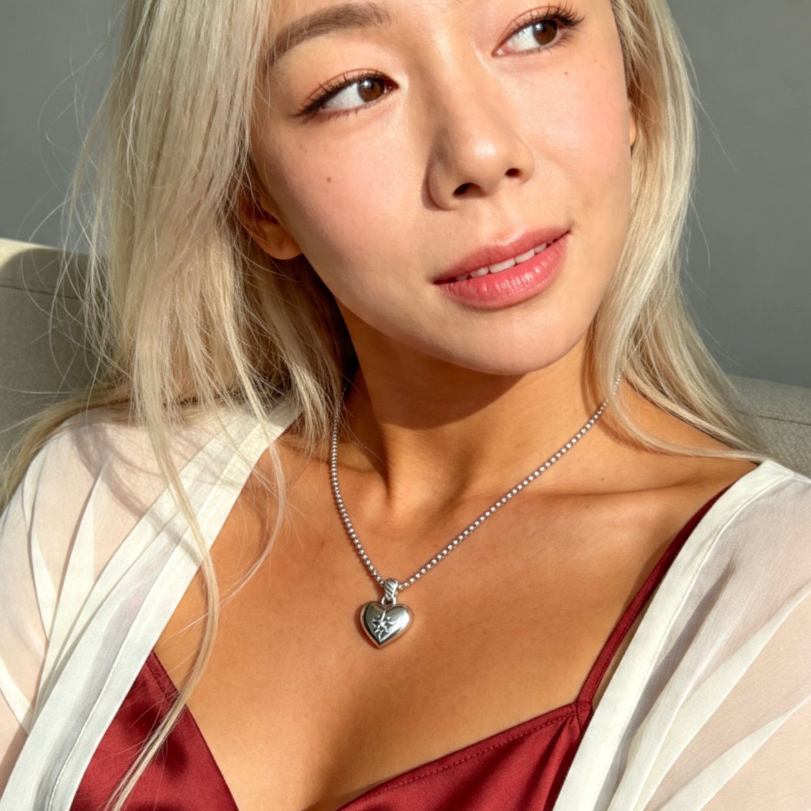 Silver Crystal Heart Pendant Necklace