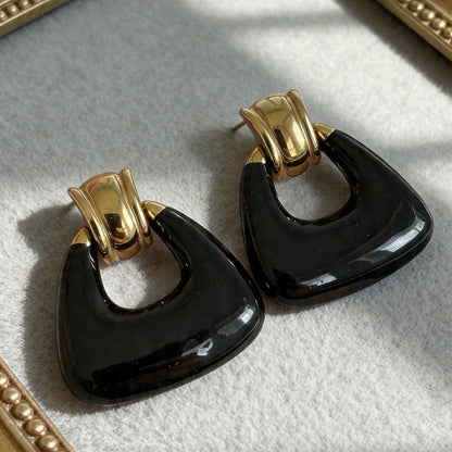 Vintage Black Onyx Statement Earrings