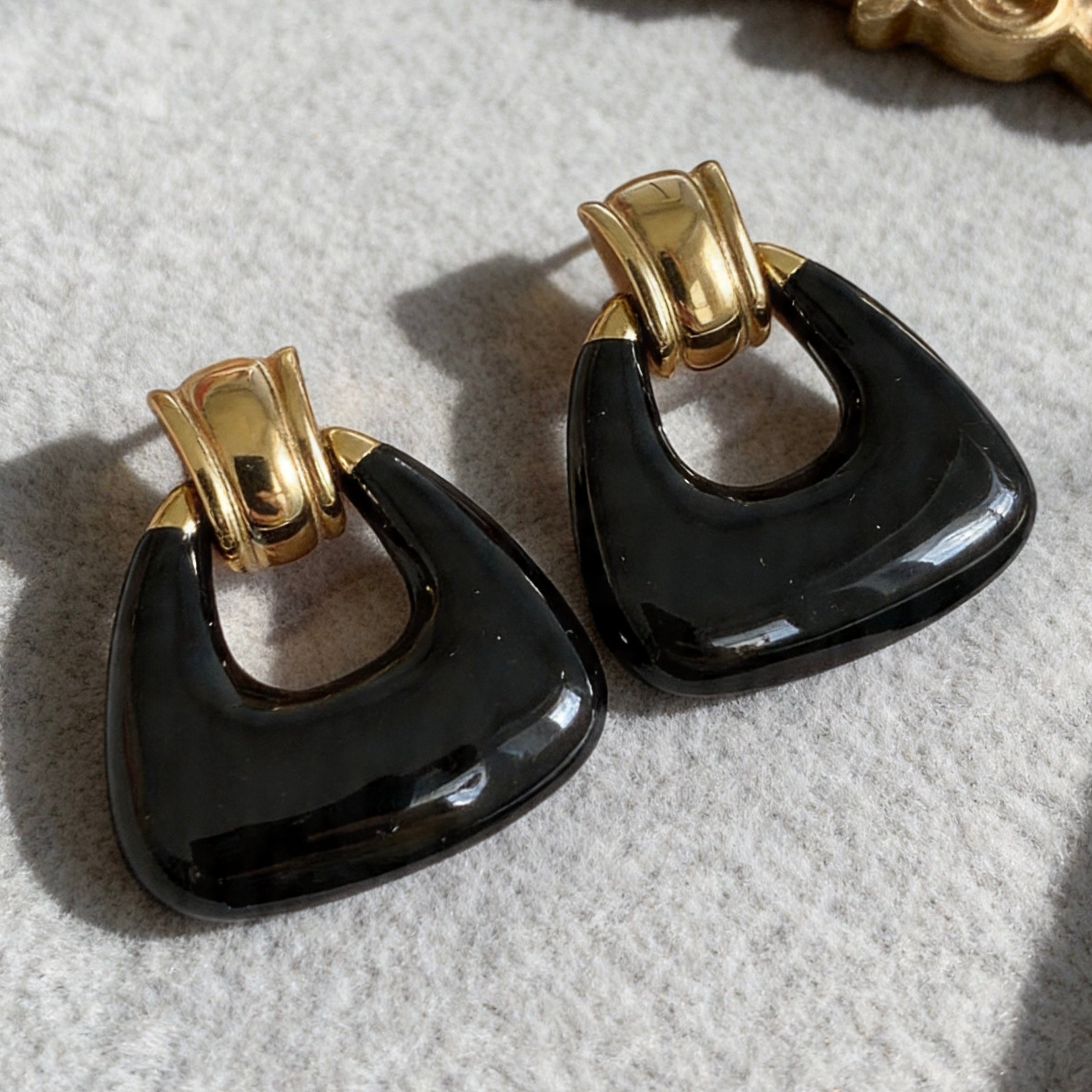 Vintage Black Onyx Statement Earrings