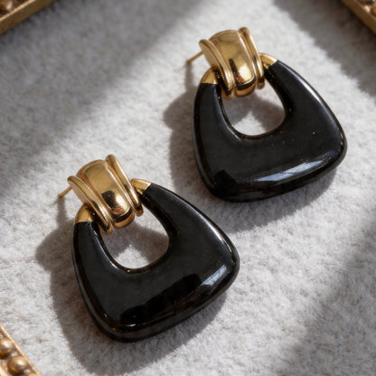 Vintage Black Onyx Statement Earrings
