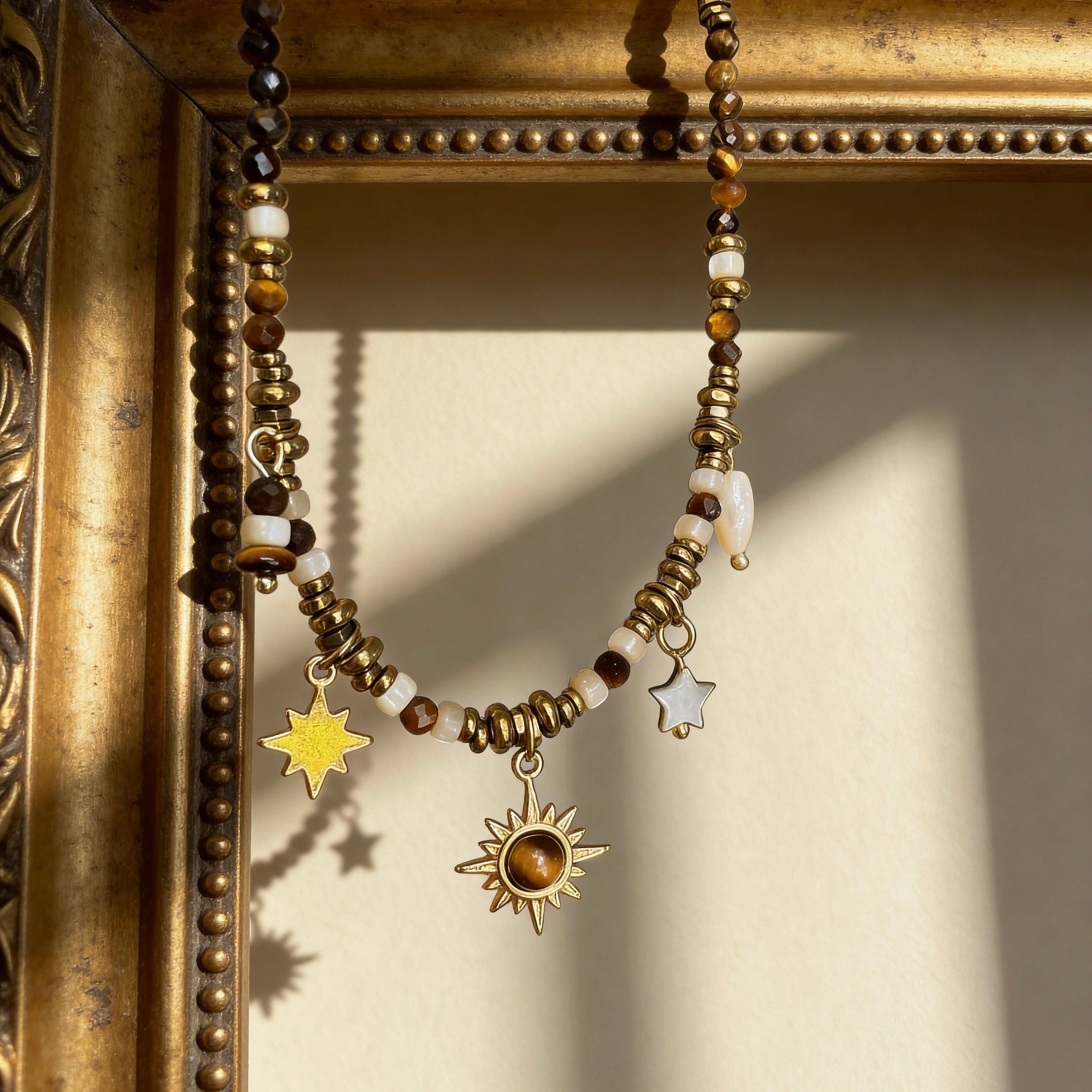 Tiger Eye Shell Charm Necklace