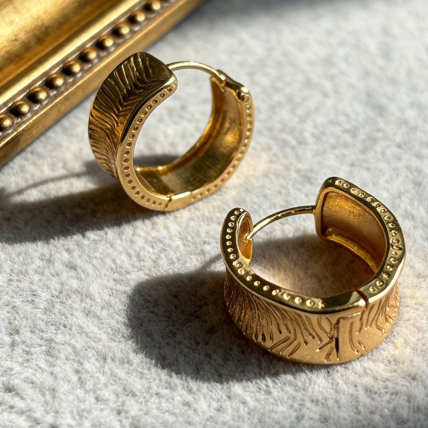 Textured Gold Hoop Earrings Vintage Chic