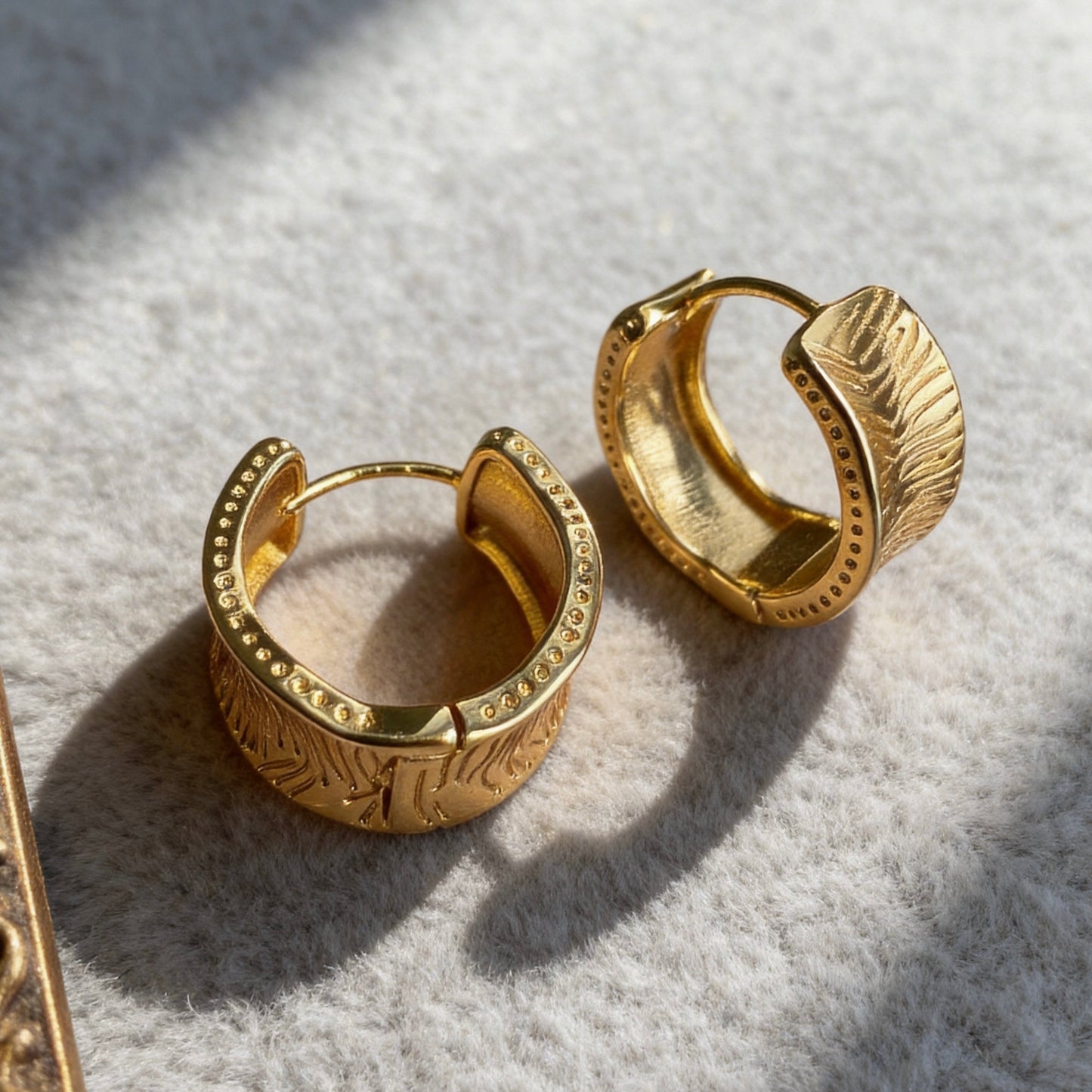 Textured Gold Hoop Earrings Vintage Chic