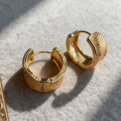 Textured Gold Hoop Earrings Vintage Chic