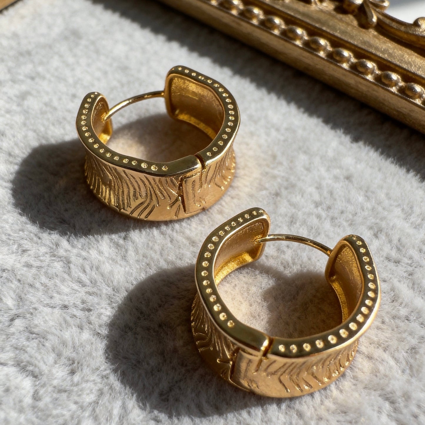 Textured Gold Hoop Earrings Vintage Chic