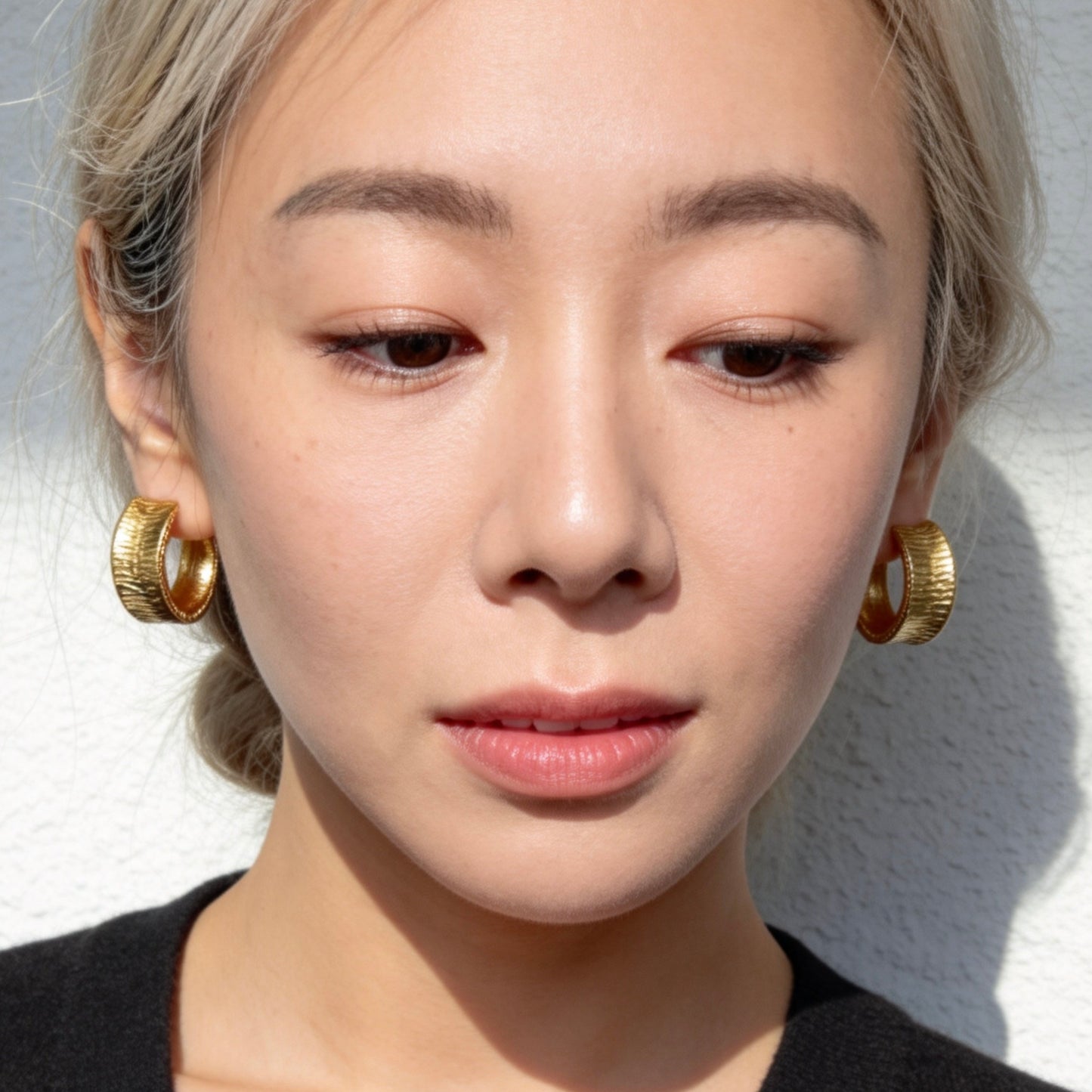 Textured Gold Hoop Earrings Vintage Chic