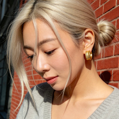 Textured Gold Hoop Earrings Vintage Chic