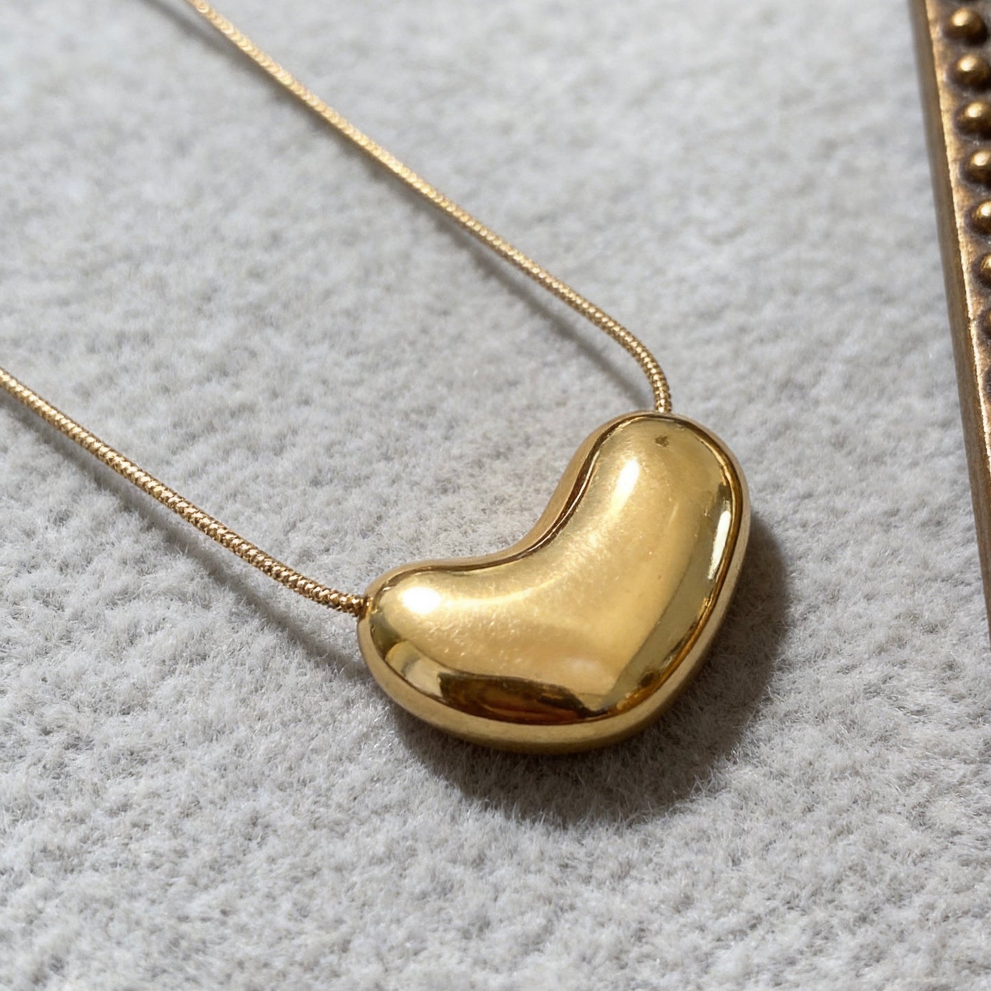 Organic Gold Bean Pendant Necklace