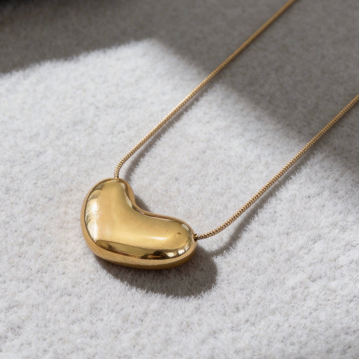 Organic Gold Bean Pendant Necklace