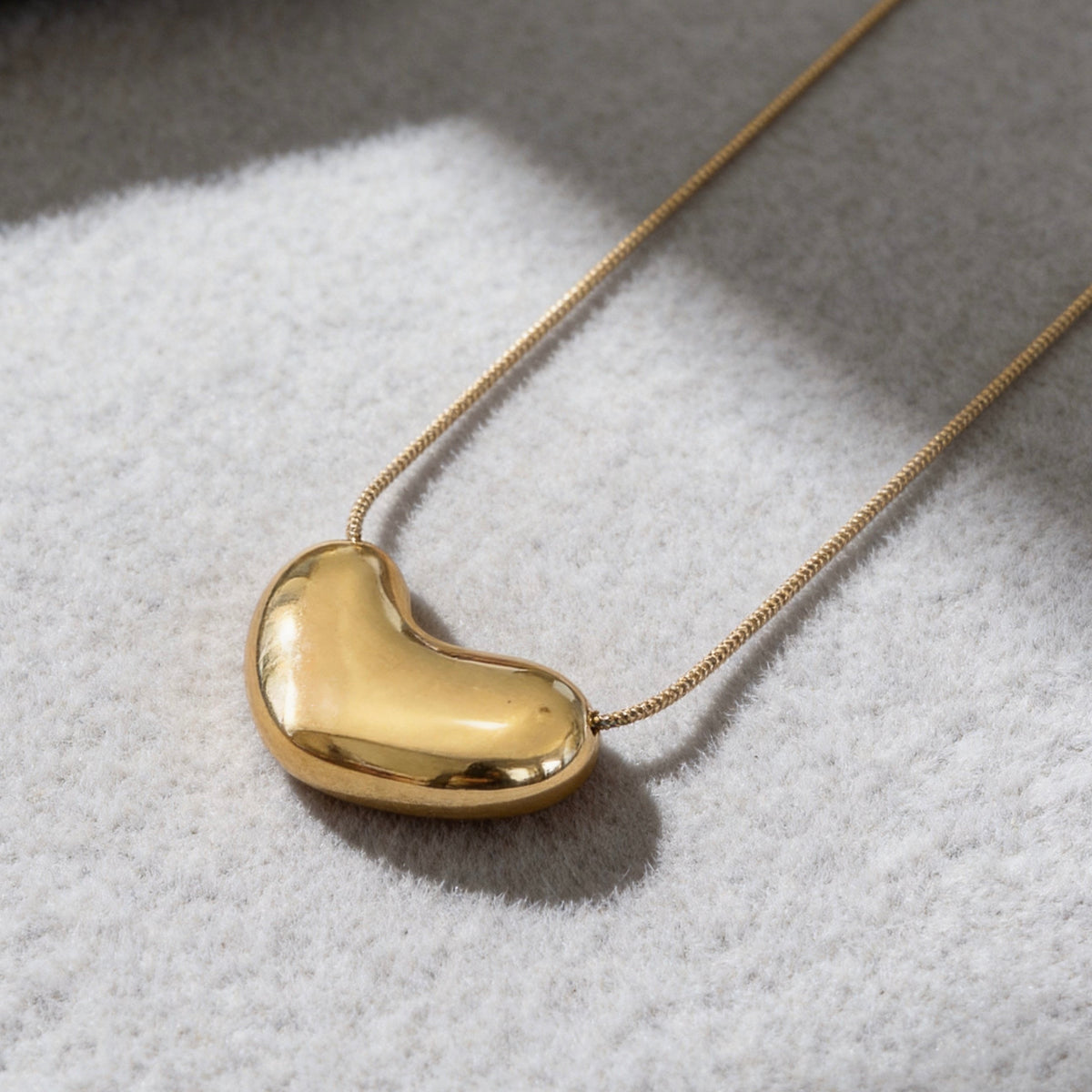 Organic Gold Bean Pendant Necklace