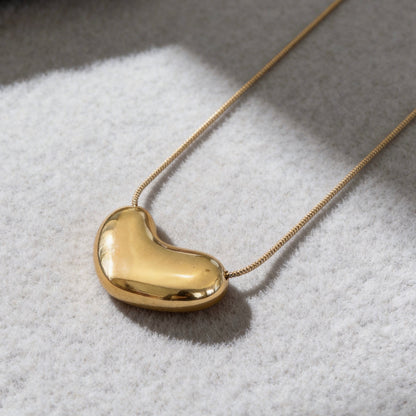 Organic Gold Bean Pendant Necklace