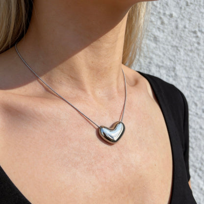 Organic Silver Bean Pendant Necklace