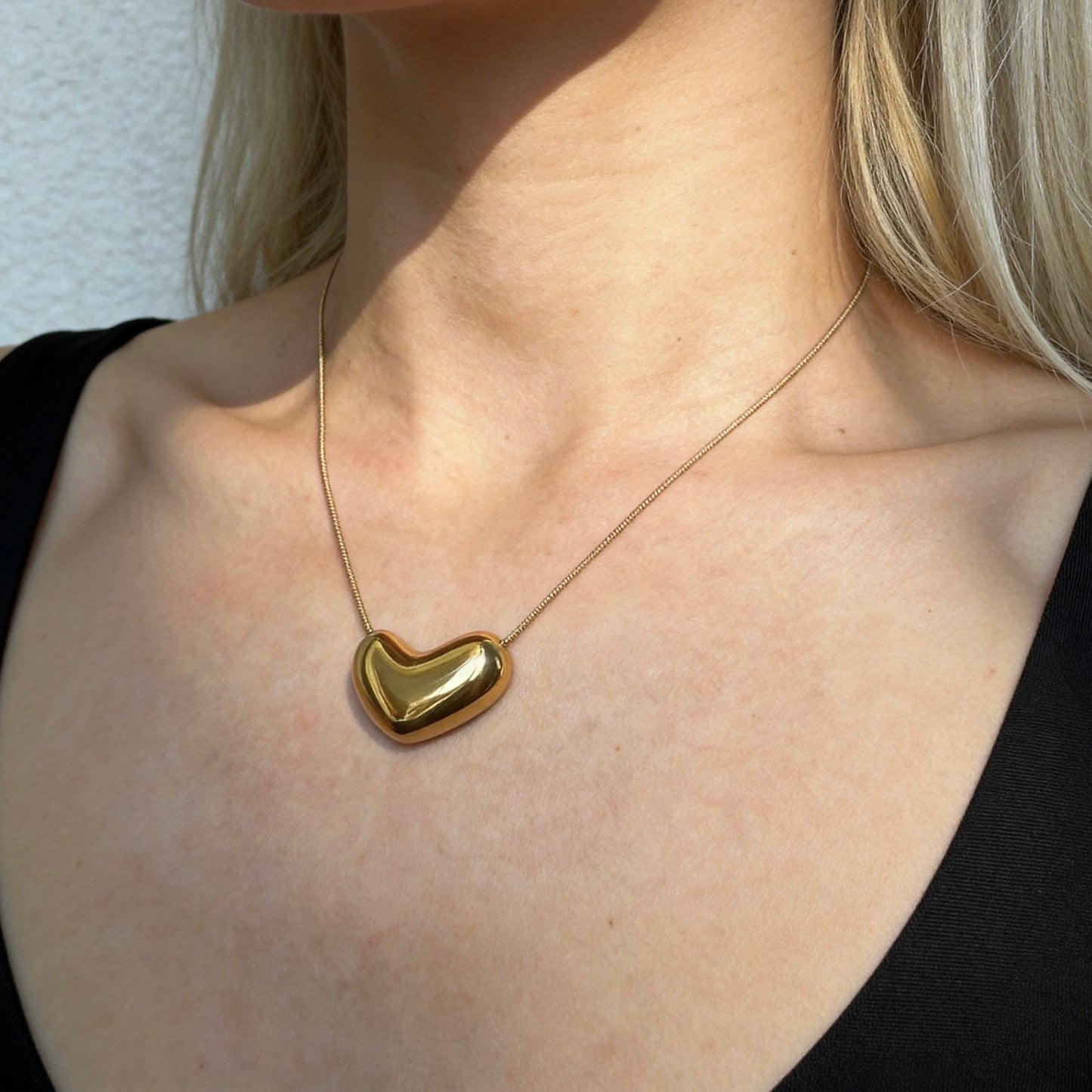 Organic Gold Bean Pendant Necklace