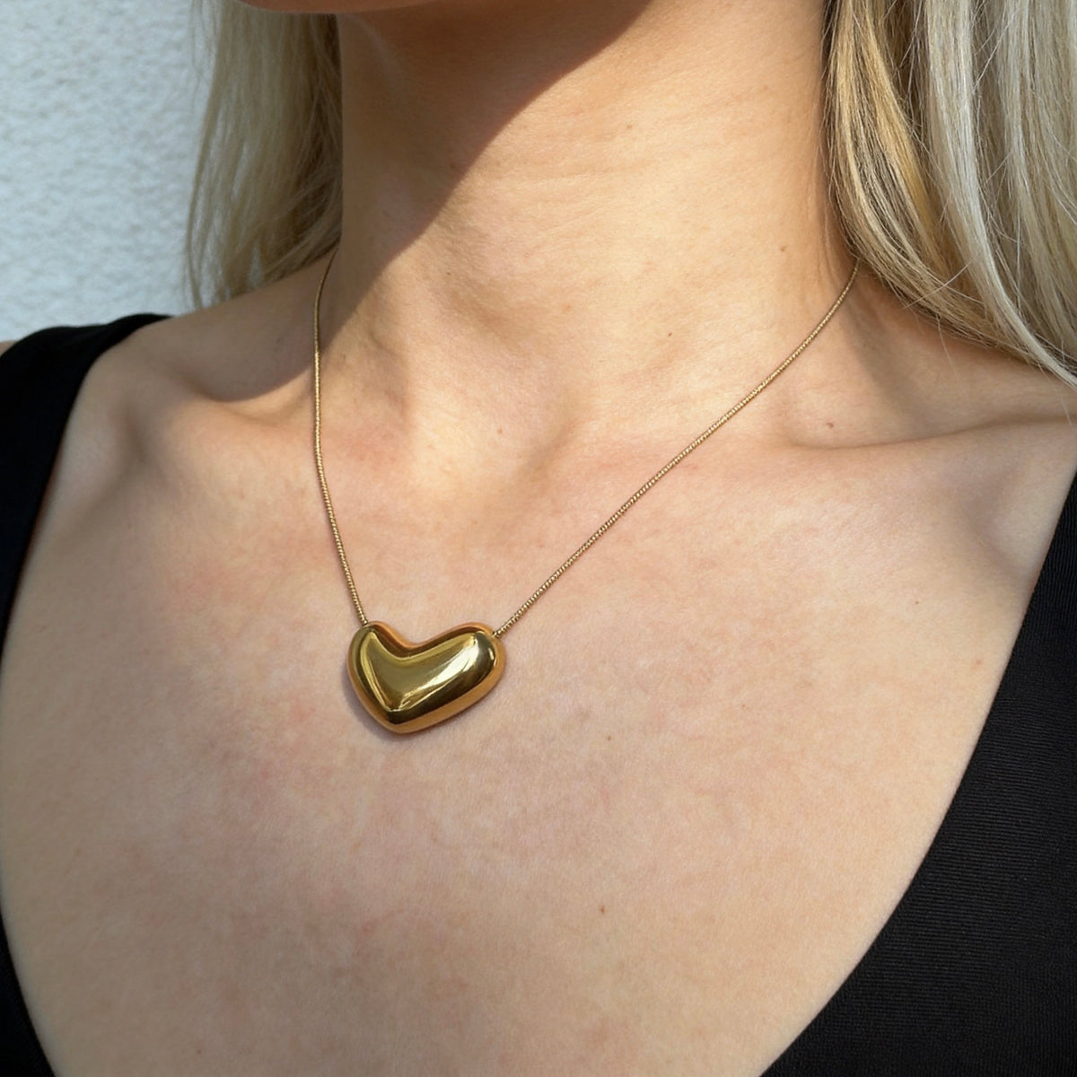 Organic Gold Bean Pendant Necklace