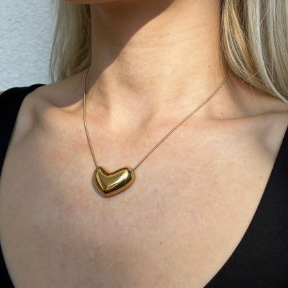 Organic Gold Bean Pendant Necklace