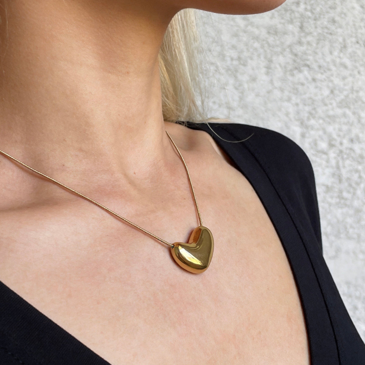 Organic Gold Bean Pendant Necklace