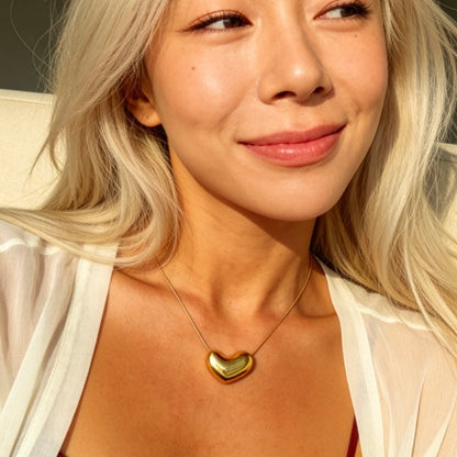 Organic Gold Bean Pendant Necklace