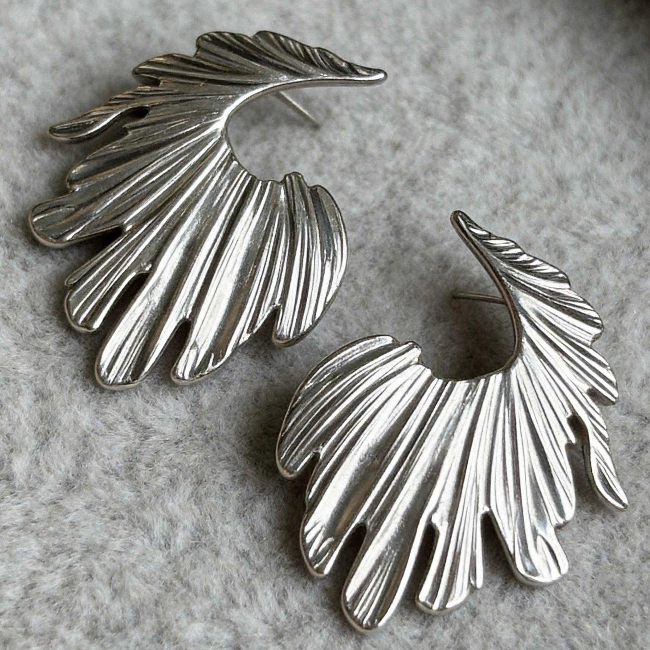 Sculptural Feather Statement Earrings