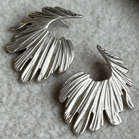 Sculptural Feather Statement Earrings