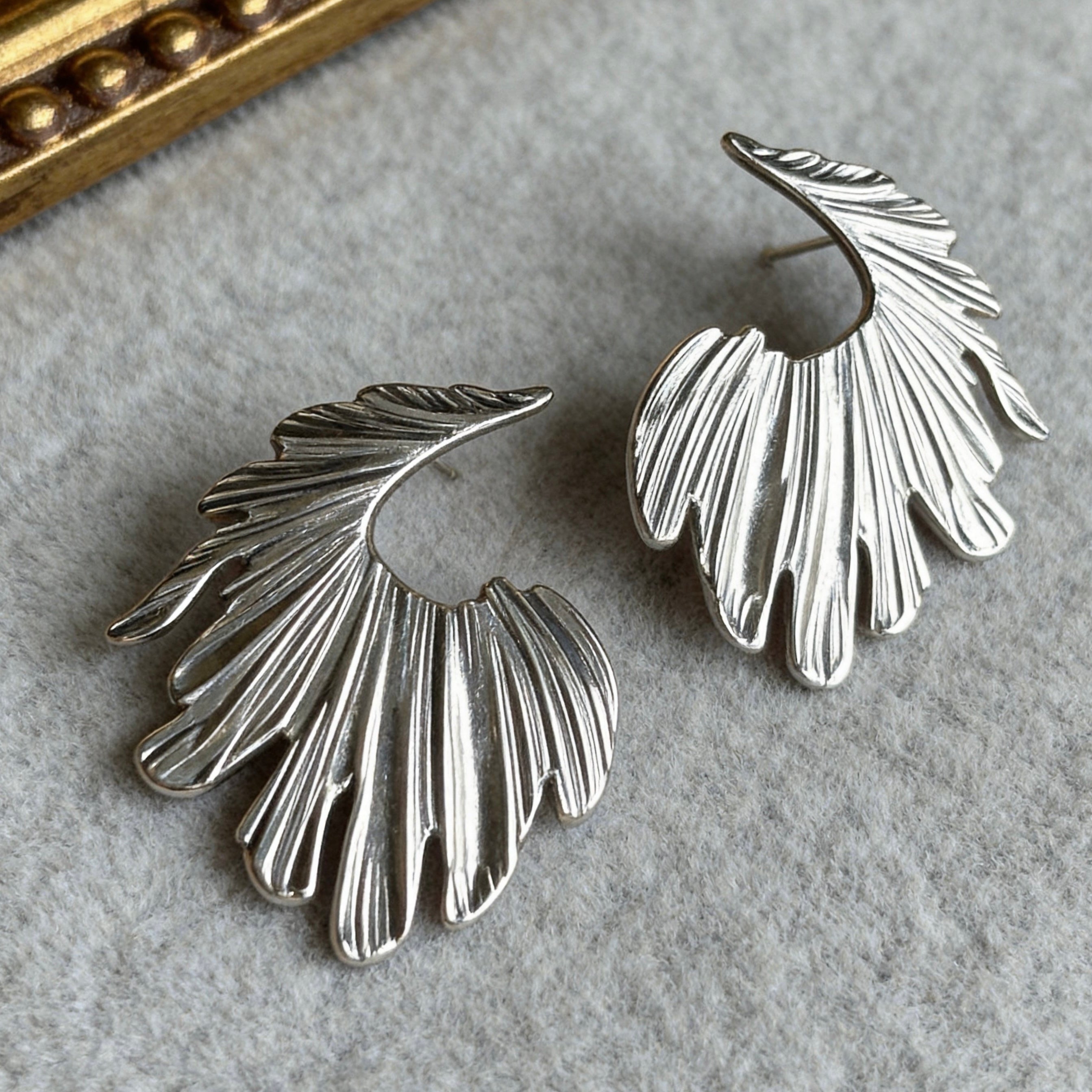 Sculptural Feather Statement Earrings