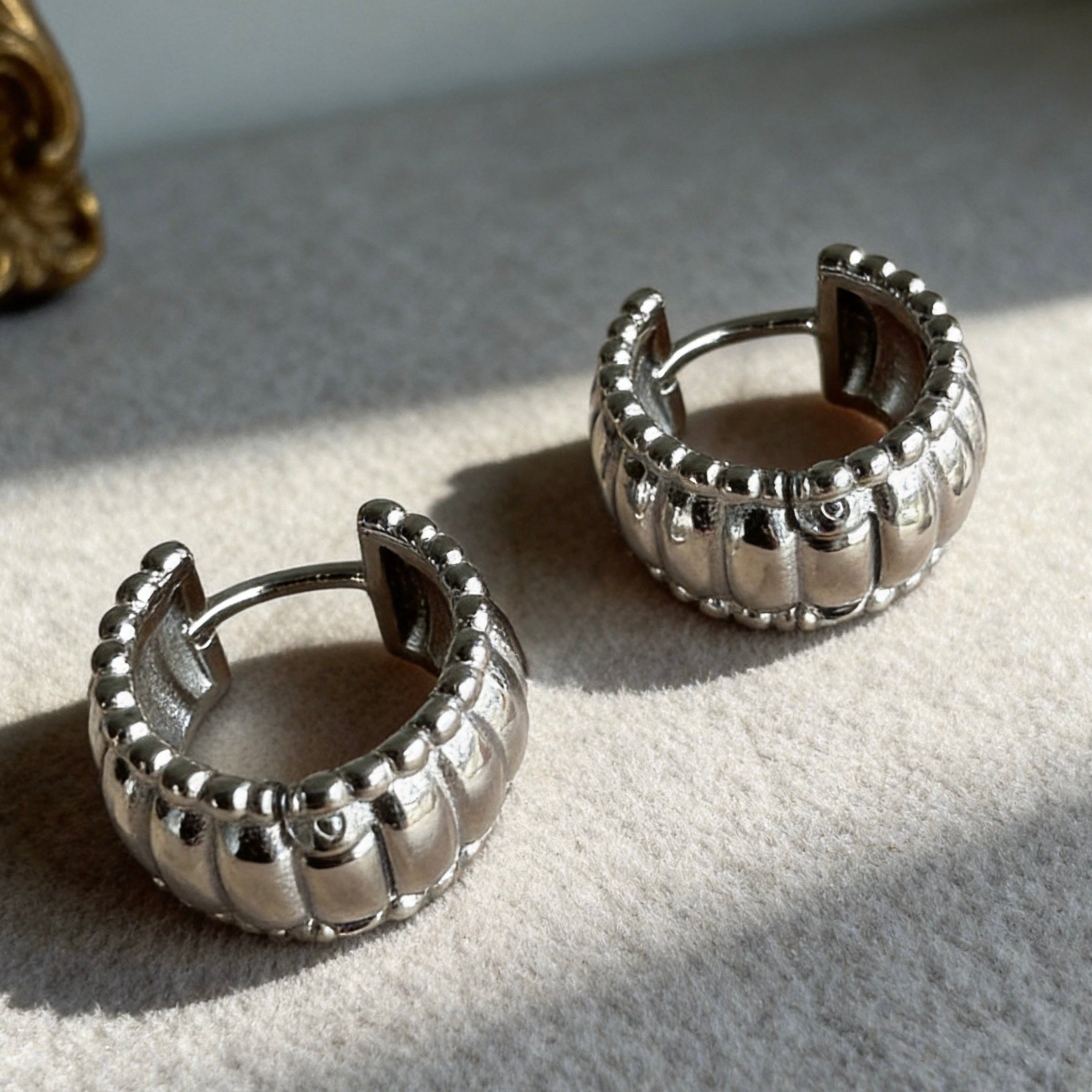 Sculptural Ribbed Hoop Earrings