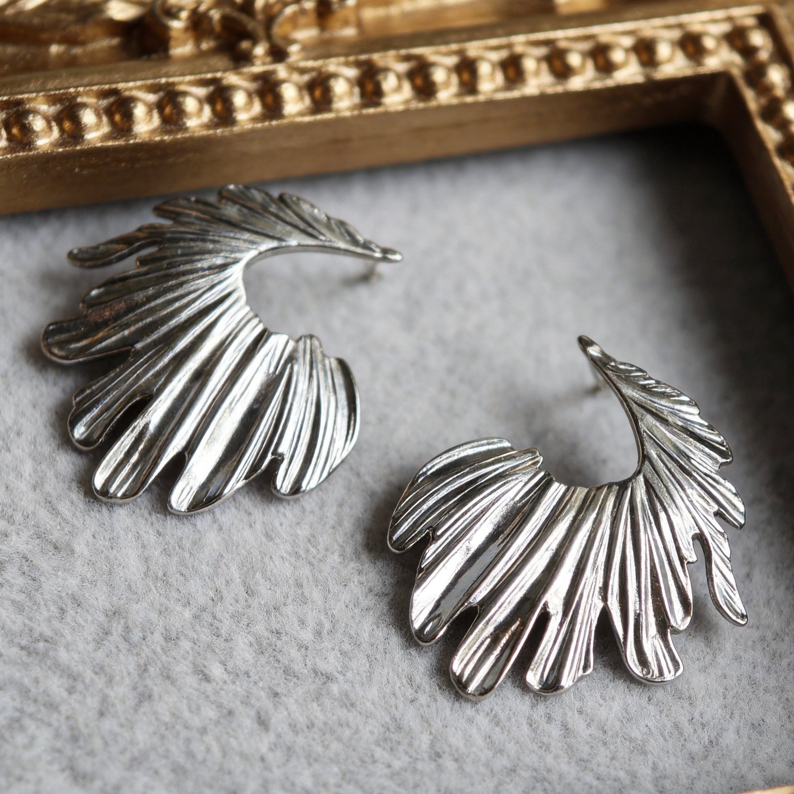 Sculptural Feather Statement Earrings
