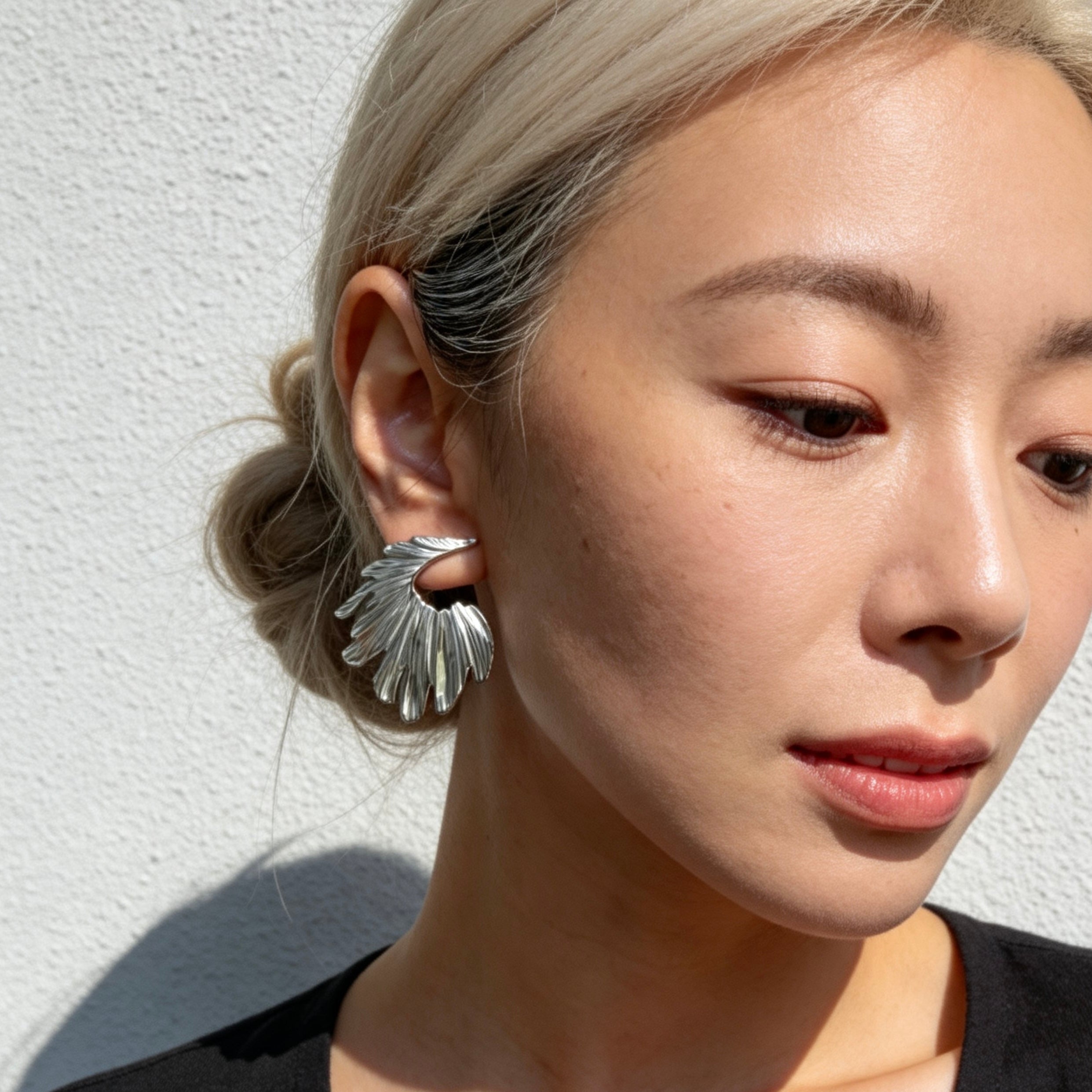 Sculptural Feather Statement Earrings