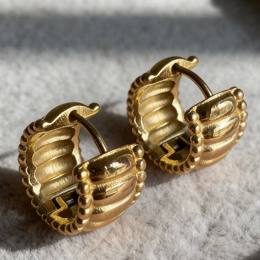 Chunky Ribbed Hoop Earrings