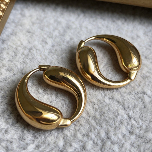 Abstract Wave Hoop Earrings