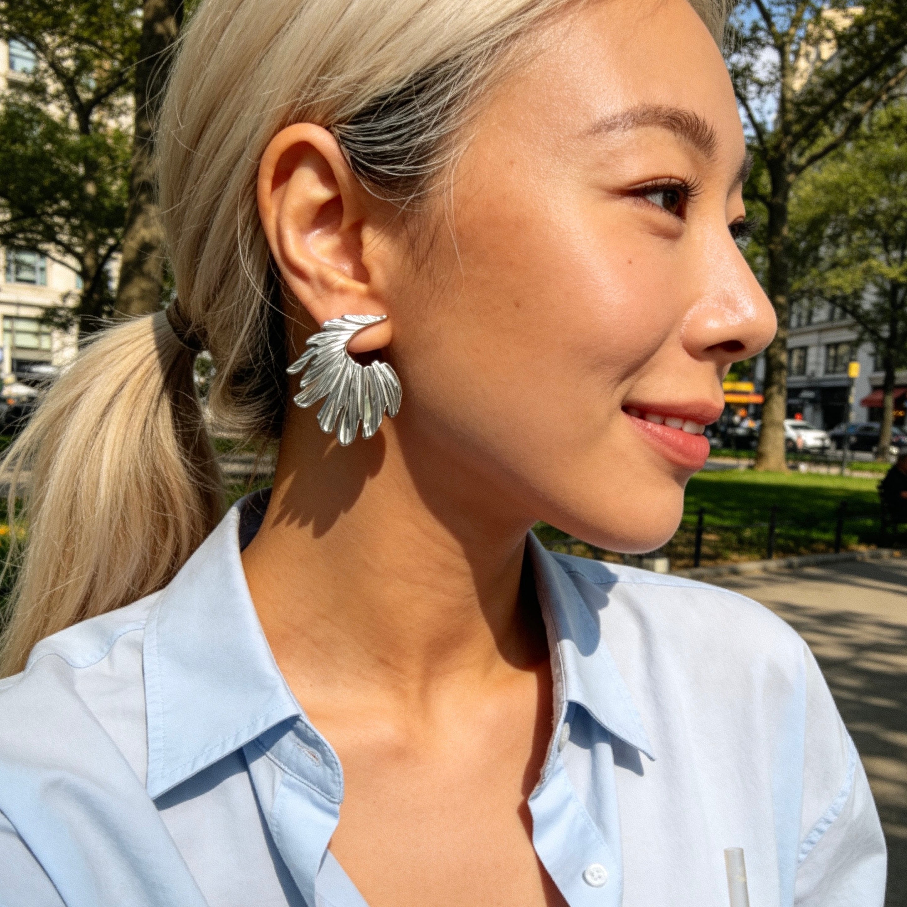 Sculptural Feather Statement Earrings