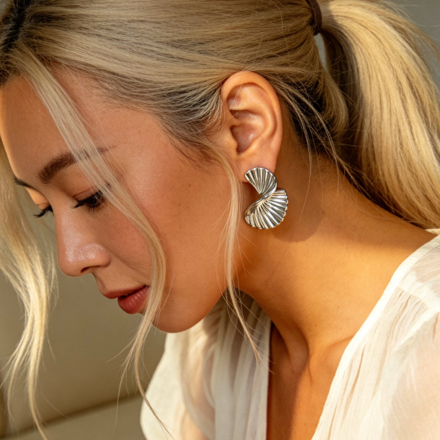 Twisted Shell Statement Earrings