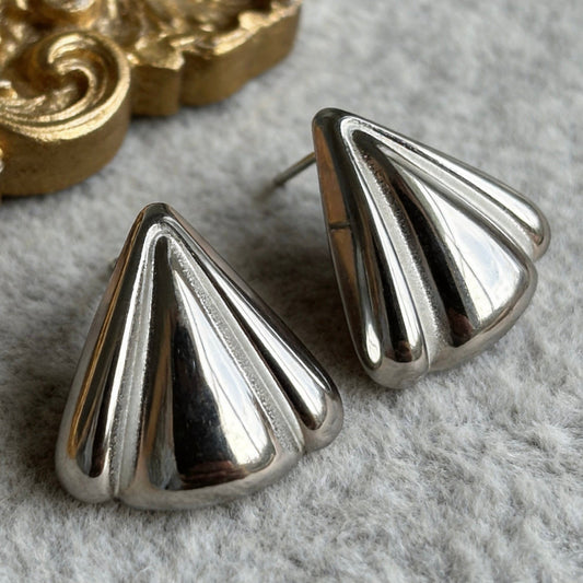 Geometric Silver Stud Earrings