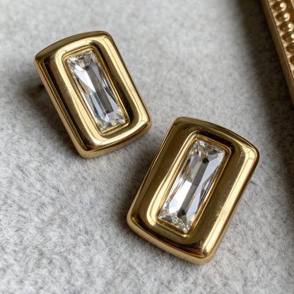 Baguette Crystal Stud Earrings