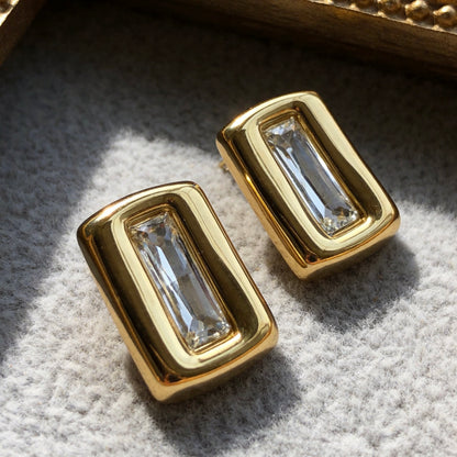 Baguette Crystal Stud Earrings