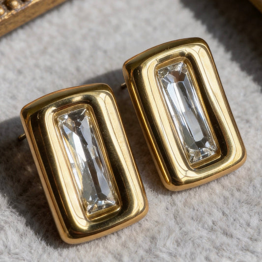 Baguette Crystal Stud Earrings