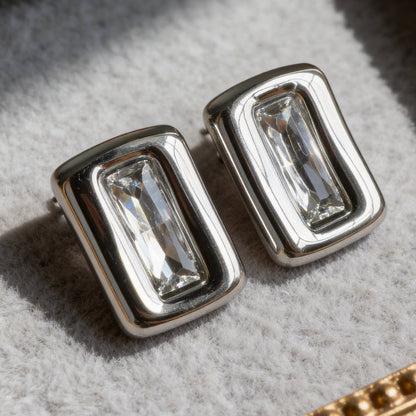 Baguette Crystal Stud Earrings