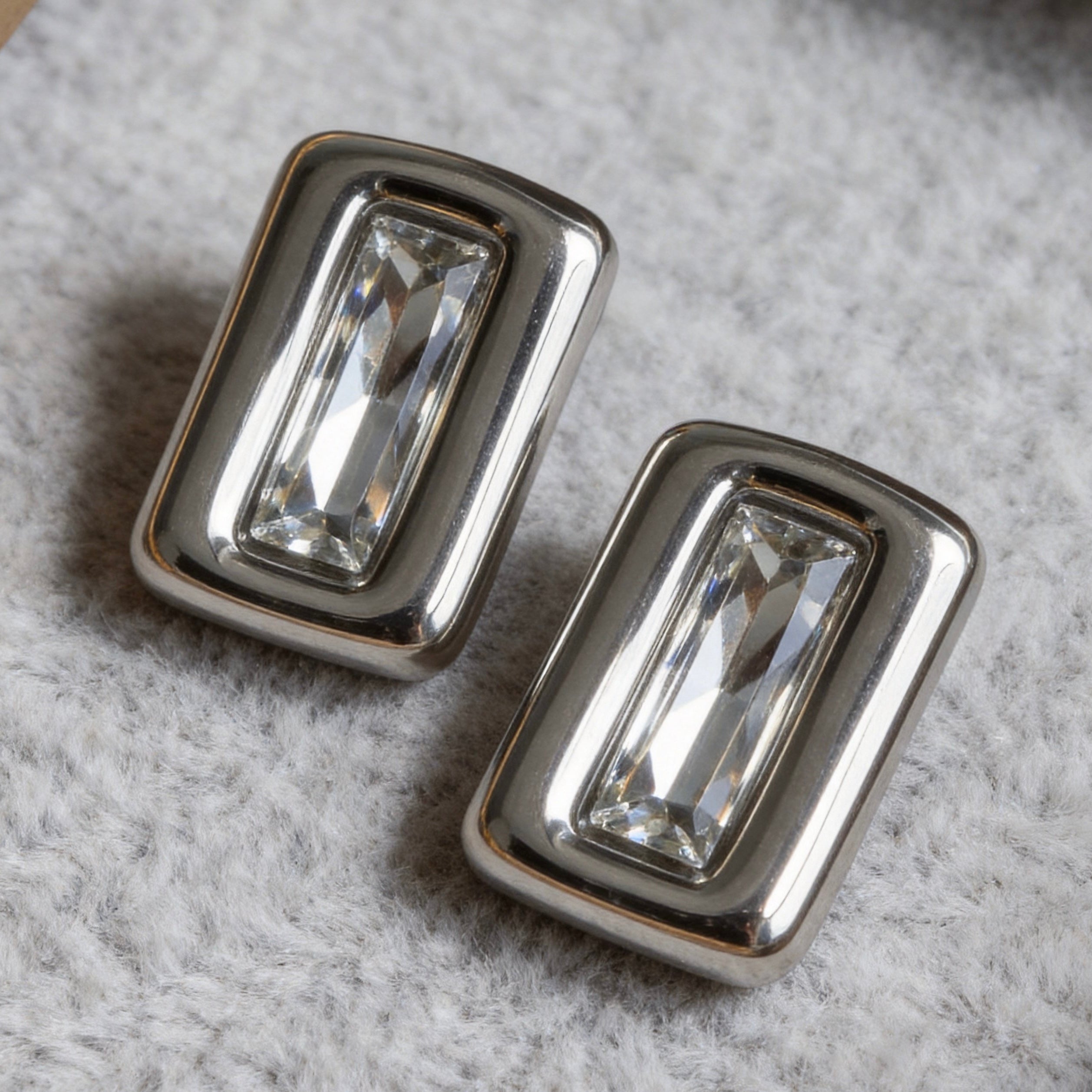 Baguette Crystal Stud Earrings